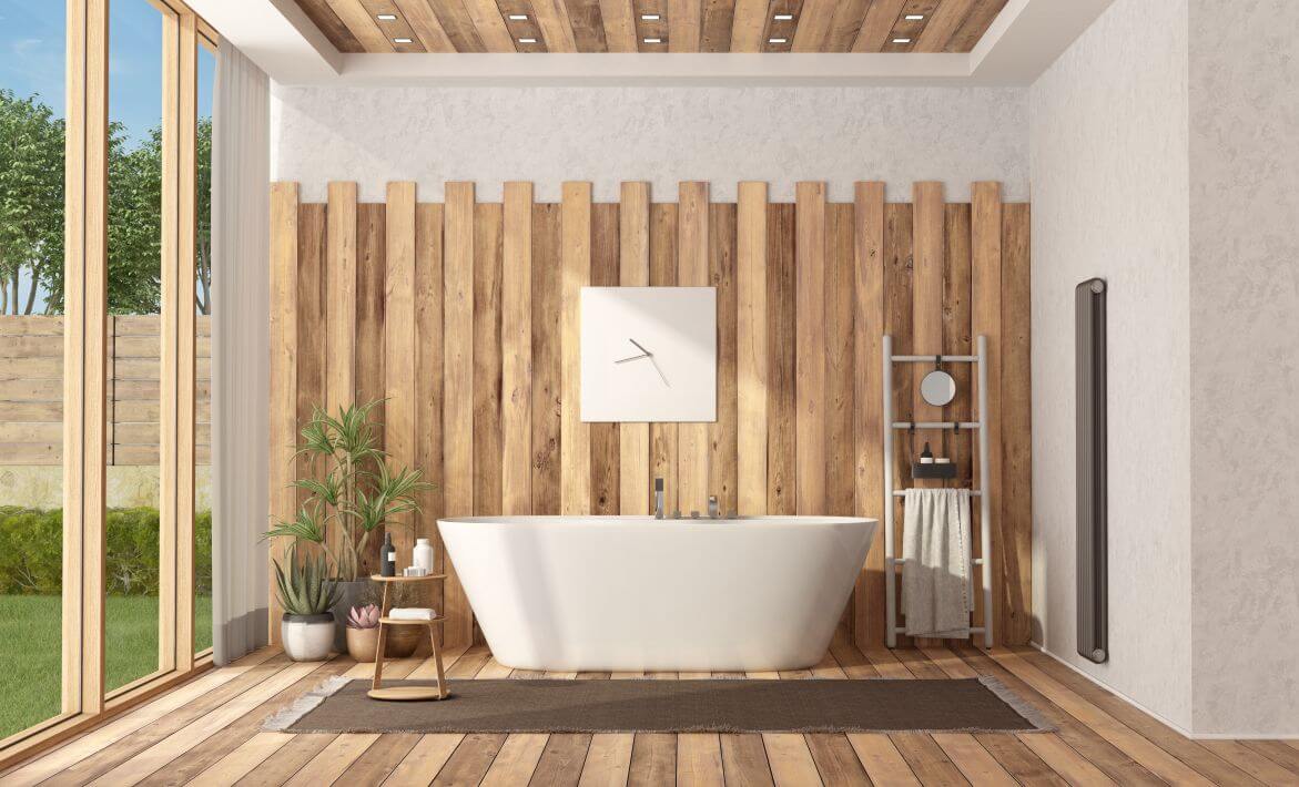 Drewno w łazience stanowi interesujący wybór dekoracyjny, który dodaje wnętrzu ciepła i naturalnego charakteru